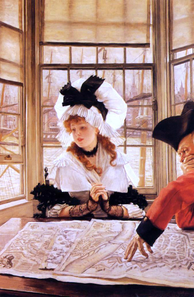 James Tissot The Tedious Story - Canvas Print