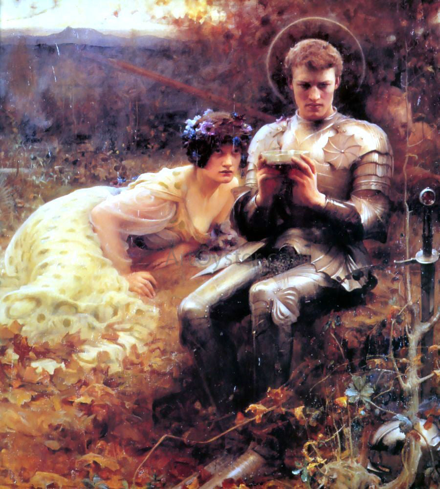 Arthur Hacker The Temptation of Sir Percival - Canvas Print