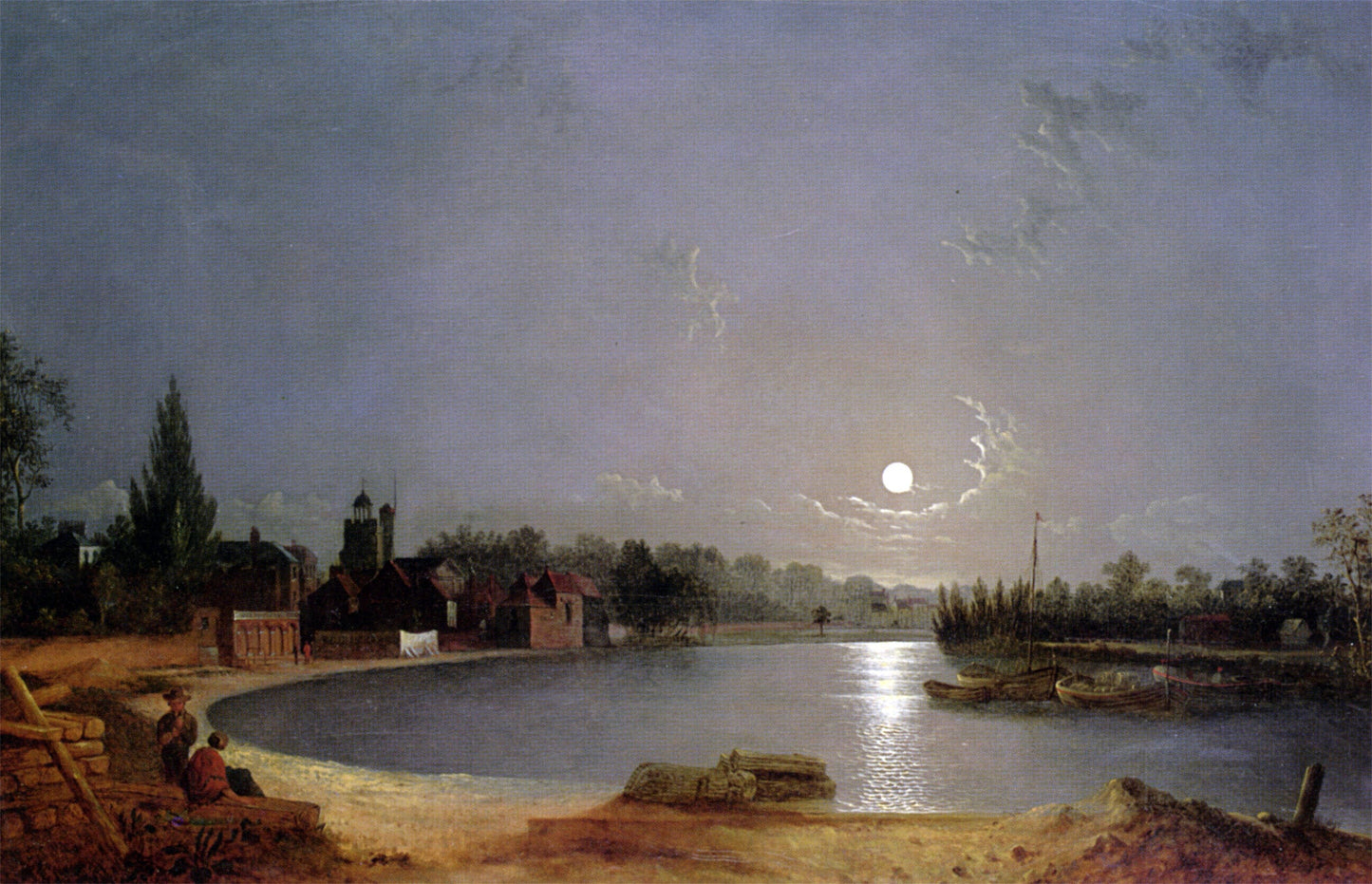 Henry Pether The Thames At Moonlight, Twickenham - Canvas Print