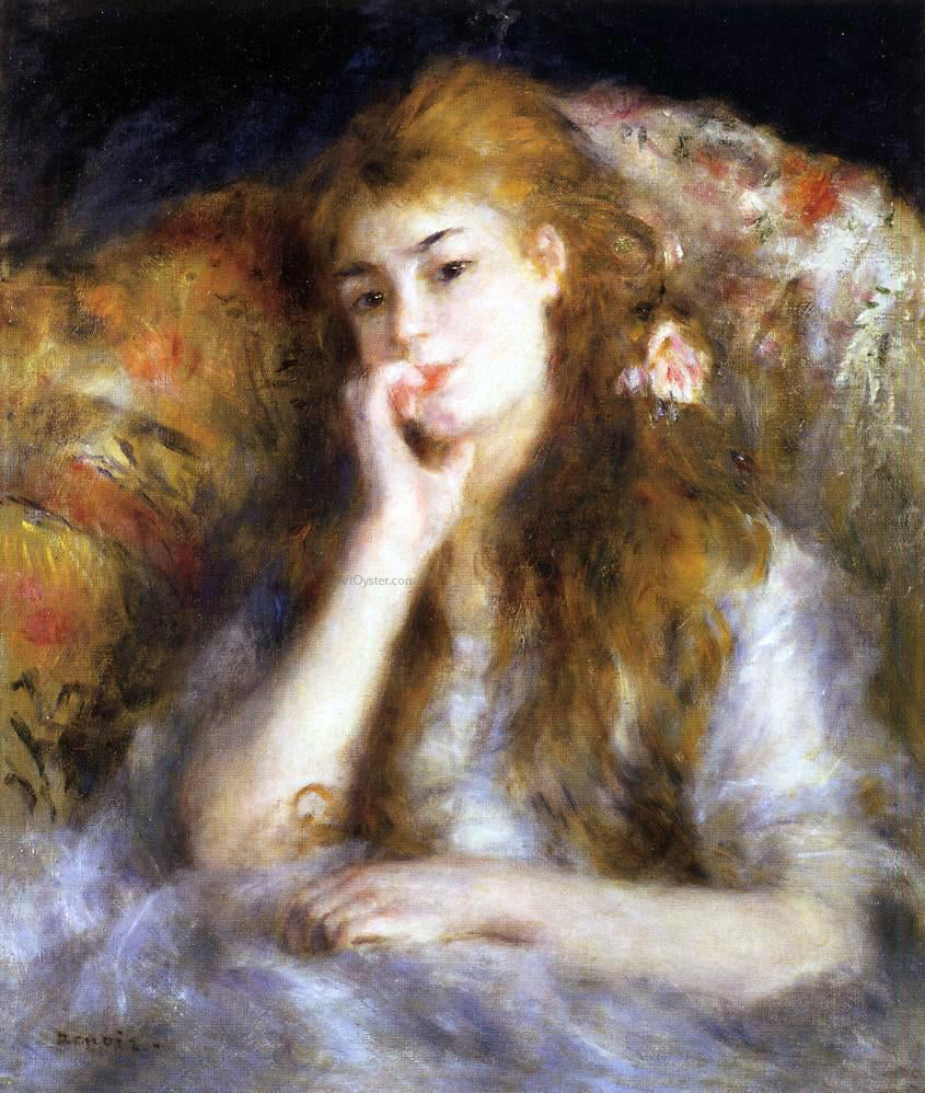 Pierre Auguste Renoir A Thinker (also known as Seated Young Woman) - Canvas Print