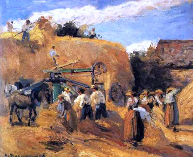 Camille Pissarro The Threshing Machine - Canvas Print