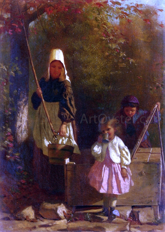 John George Brown The Tin Cup - Canvas Print