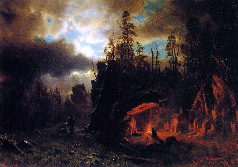Albert Bierstadt The Trapper's Camp - Canvas Print