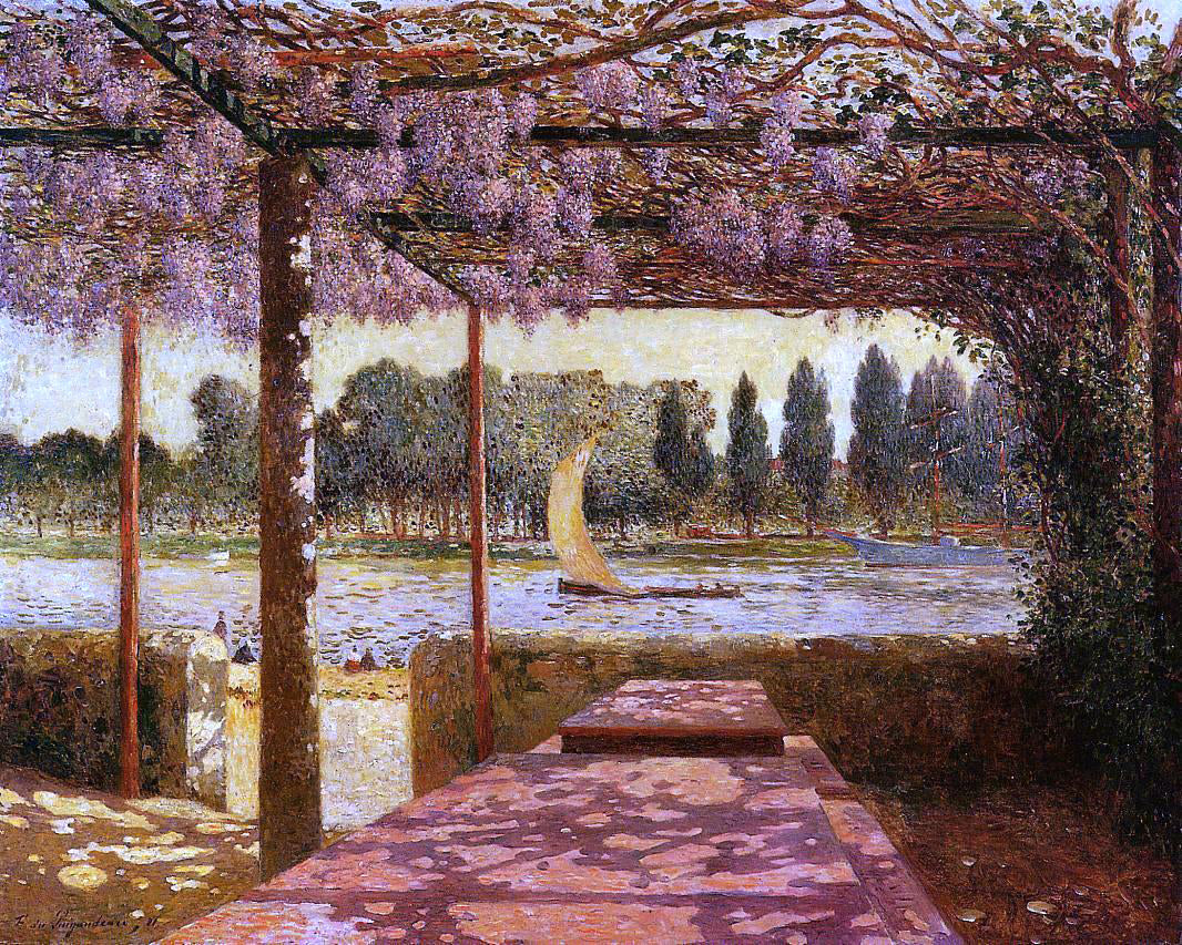 Ferdinand Du Puigaudeau A Trellis by the River - Canvas Print