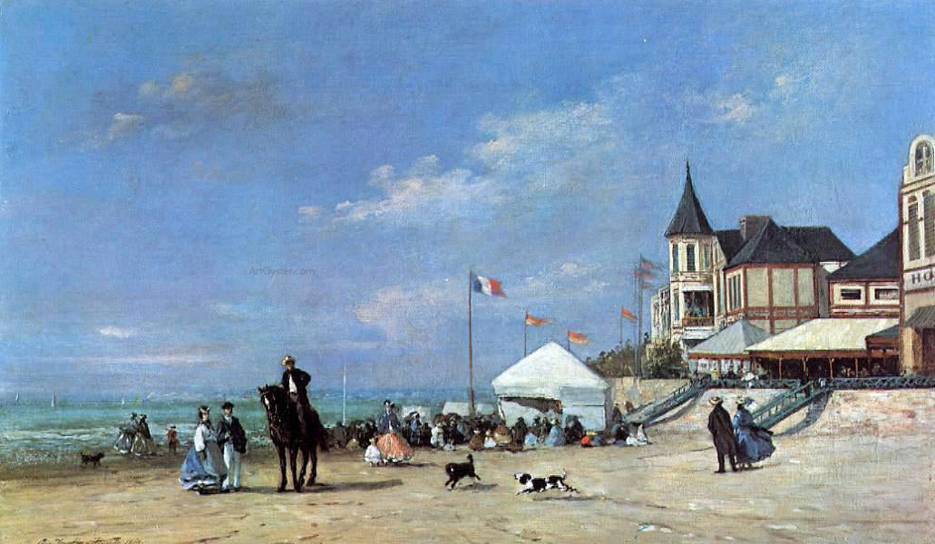 Eugene-Louis Boudin The Trouville Beach - Canvas Print