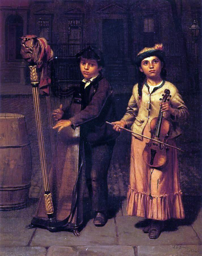 John George Brown The Two Musicians - Canvas Print