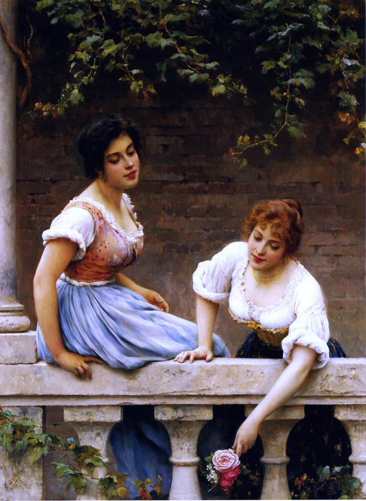 Eugene De Blaas The Unseen Suitor - Canvas Print