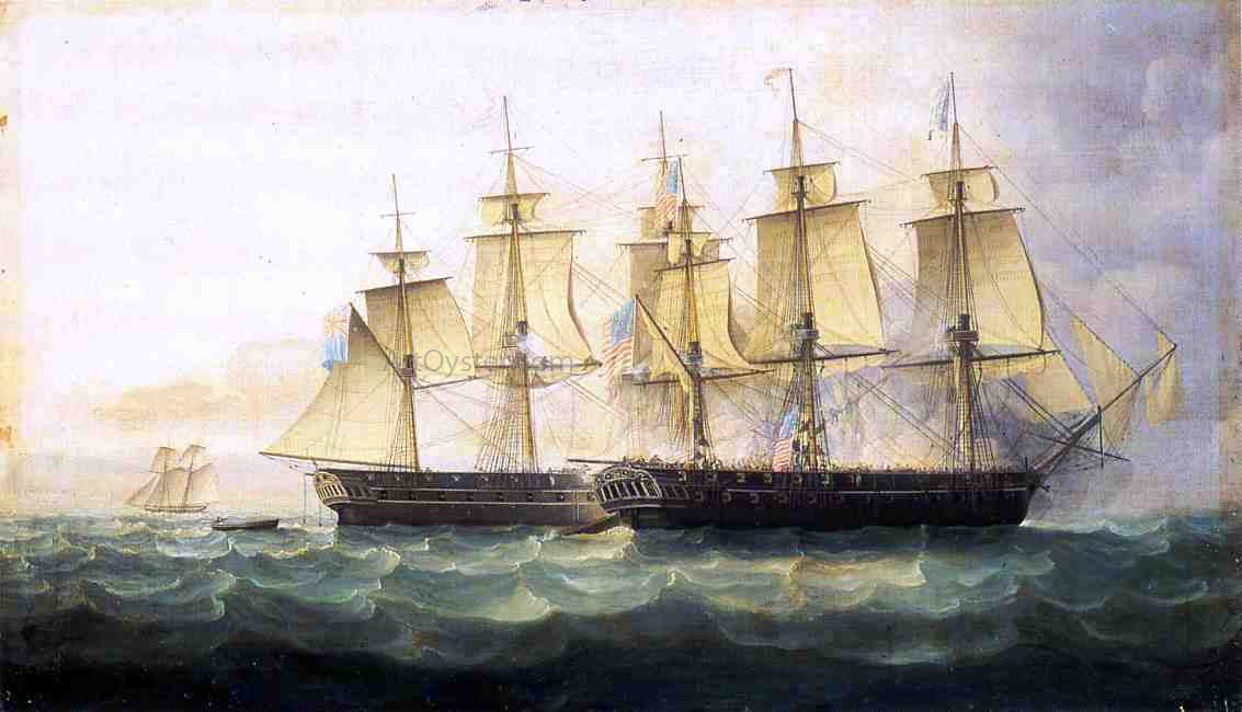 James E Buttersworth The U.S.S. Chesapeake and the H.M.S. Shannon - Canvas Print