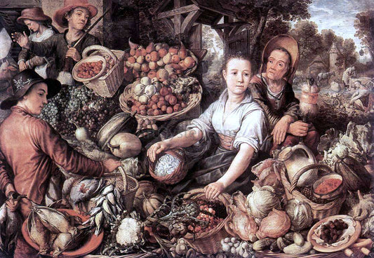Joachim Beuckelaer The Vegetable Market - Canvas Print