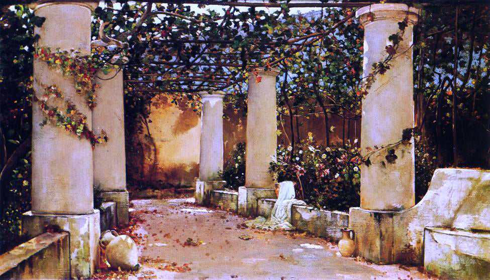 Charles Caryl Coleman At the Villa Castello, Capri - Canvas Print