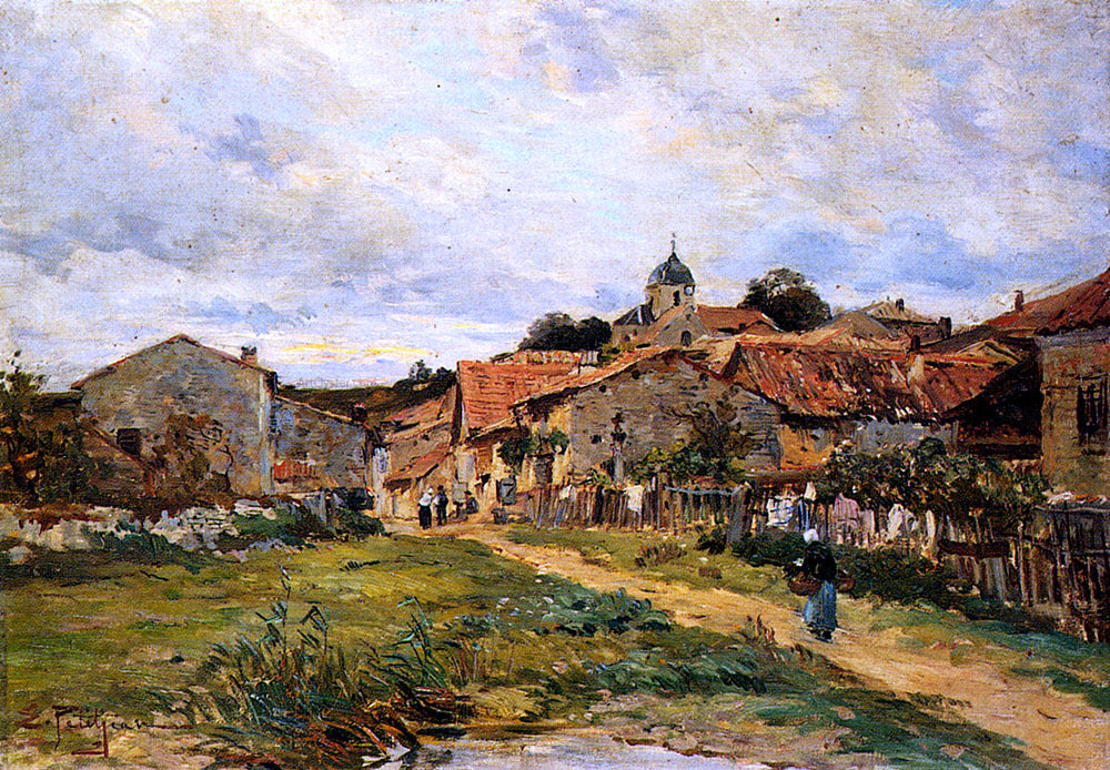 Edmond Marie Petitjean The Village Road - Canvas Print