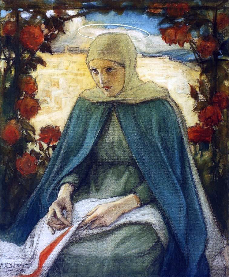 Albert Edelfelt The Virgin Mary in the Rose Garden - Canvas Print