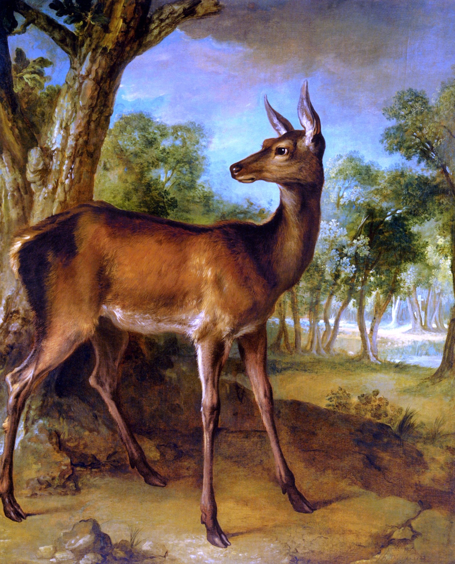 Jean-Baptiste Oudry The Watchful Doe - Canvas Print