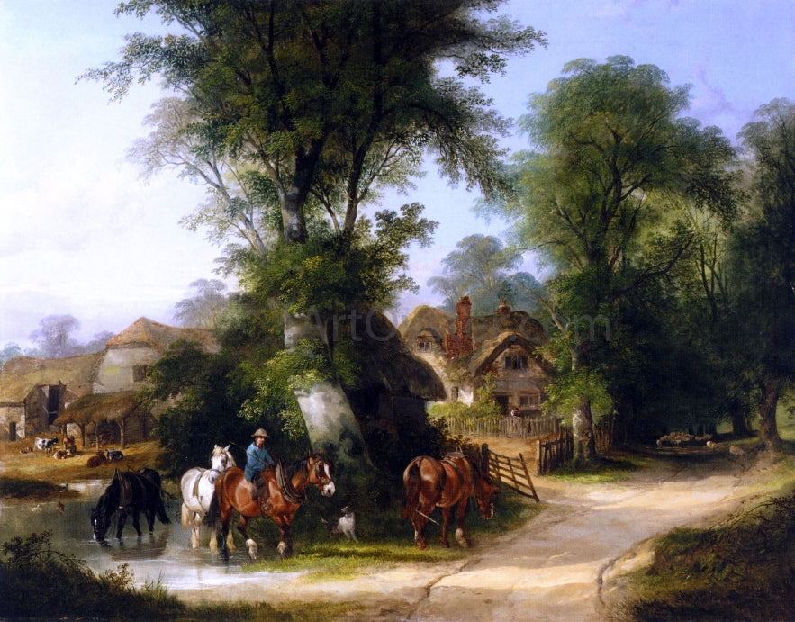 Senior William Shayer The Watering Place - Canvas Print