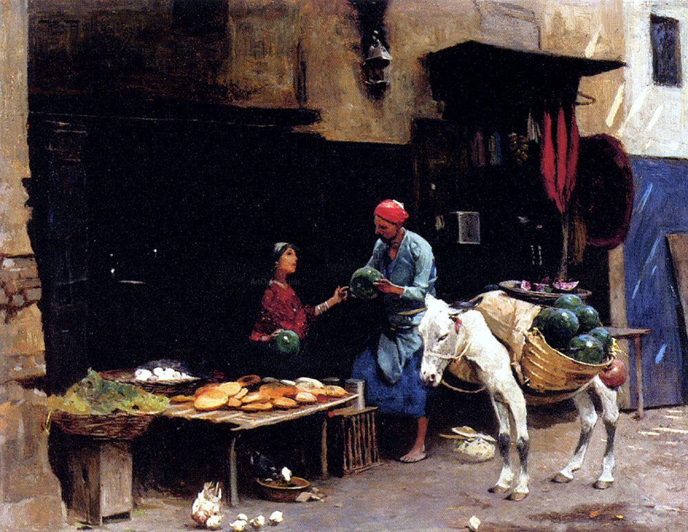 Raphael Von Ambros The Watermelon Seller - Canvas Print