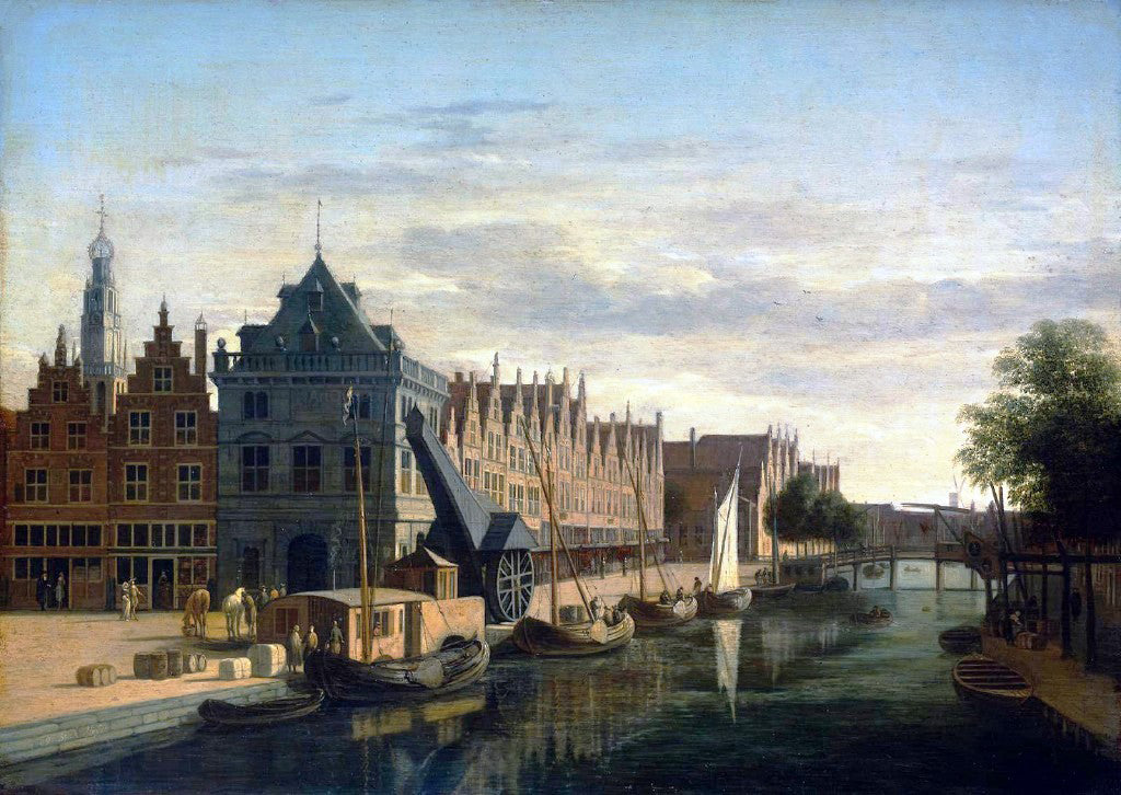 Gerrit Adriaensz Berckheyde The Weigh-House and Crane on the Spaarne at Haarlem - Canvas Print