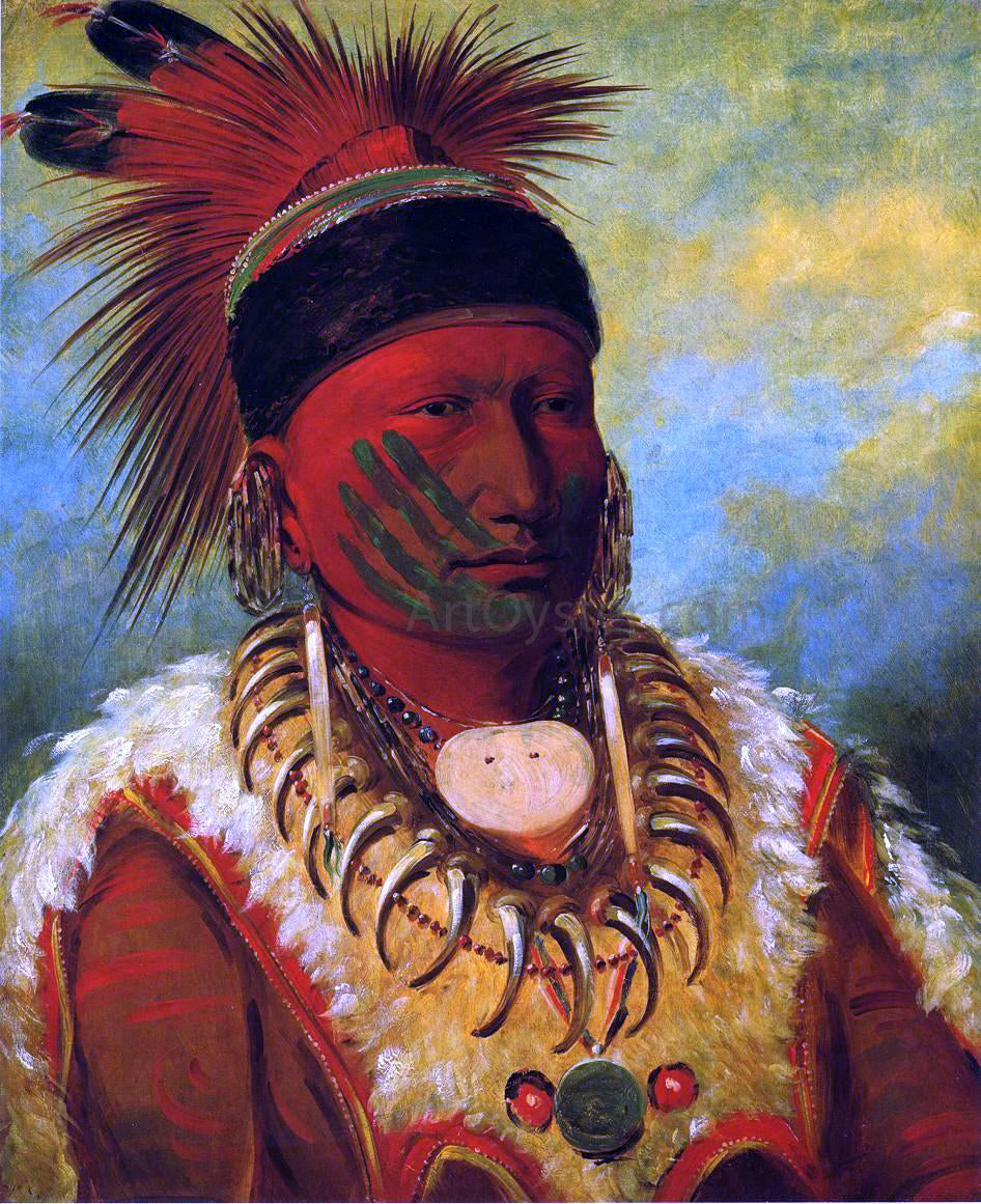 George Catlin The White Cloud, Head Chief of the Iowas - Canvas Print