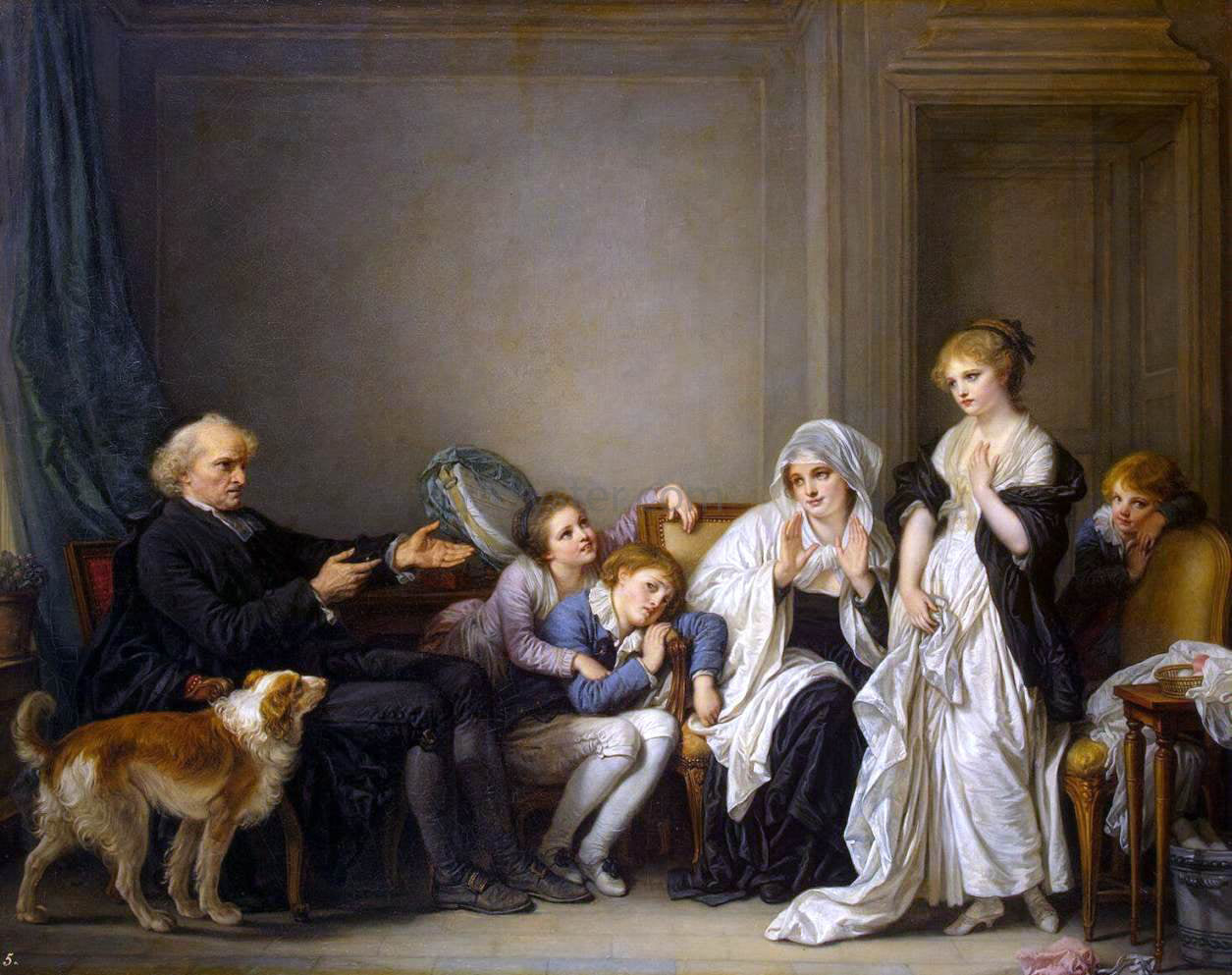 Jean Baptiste Greuze The Widow and Her Priest - Canvas Print