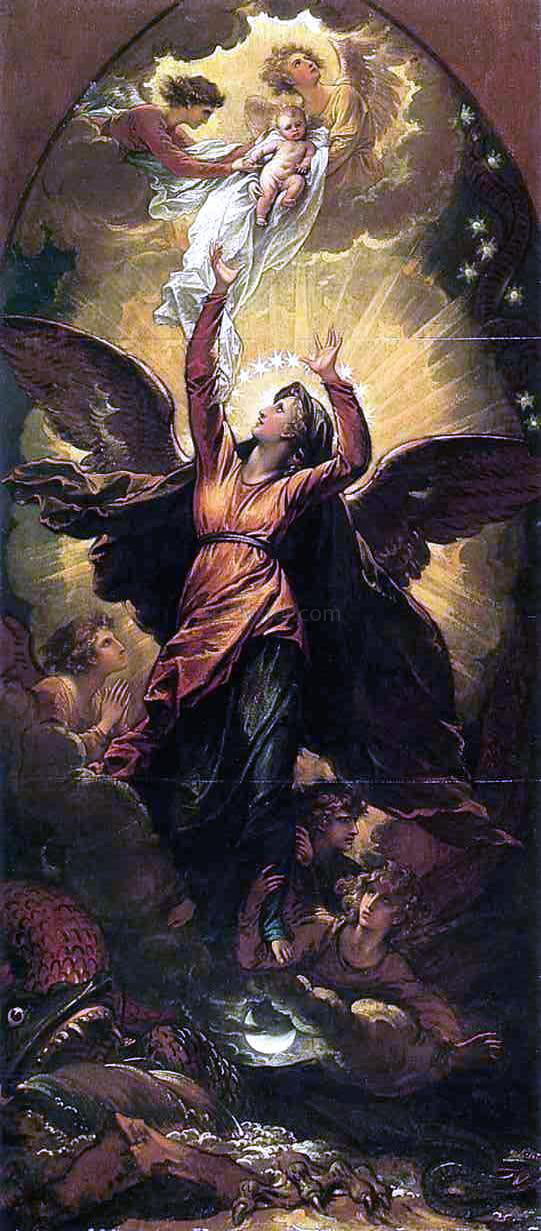Benjamin West The Woman Clothed with the Sun Fleeth from the Persecution of the Dragon - Canvas Print