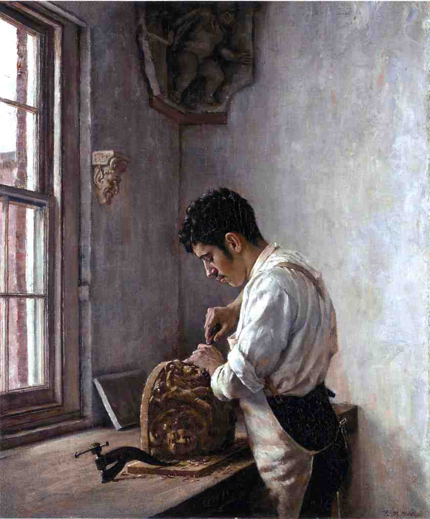 Edgar Melville Ward The Wood Carver - Canvas Print