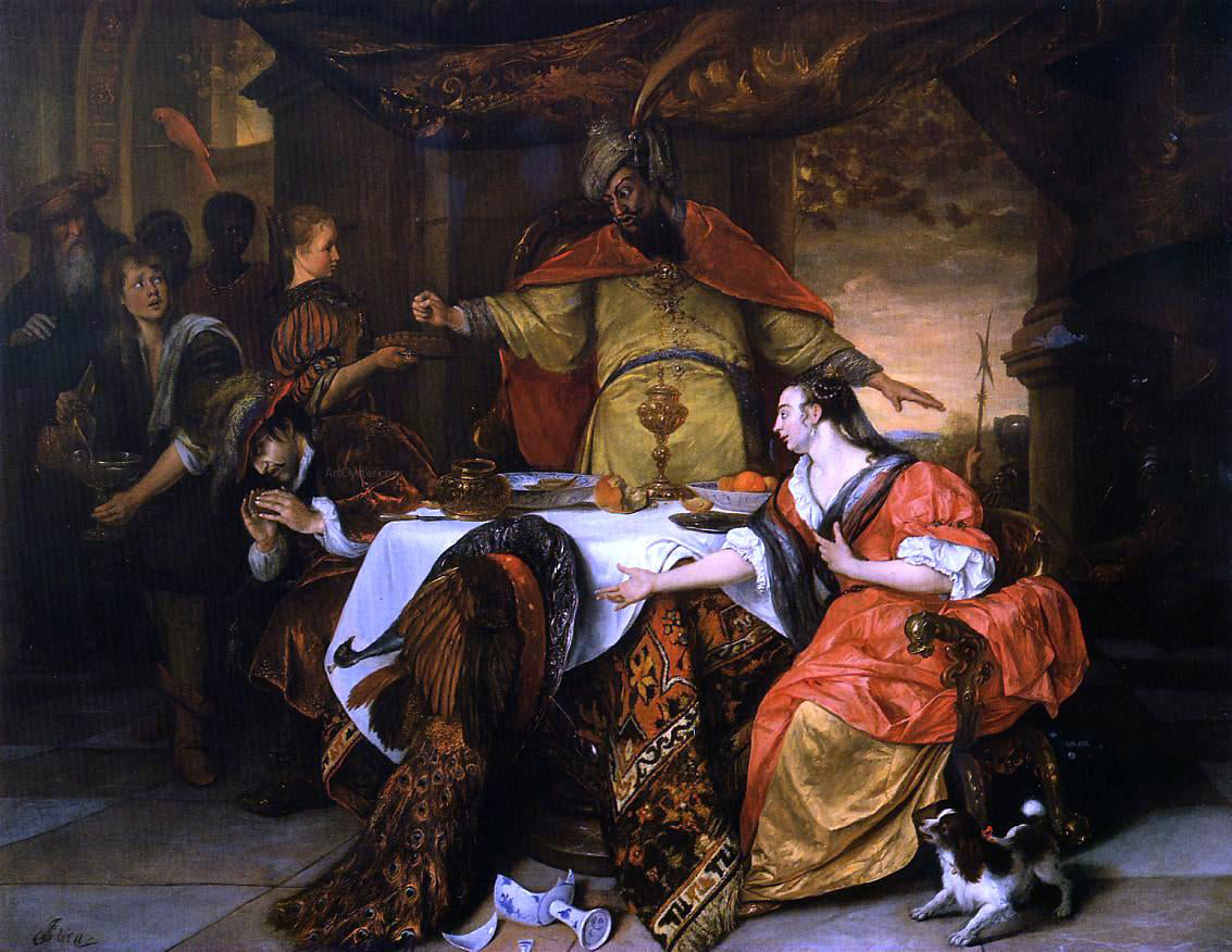 Jan Steen The Wrath of Ahasuerus - Canvas Print