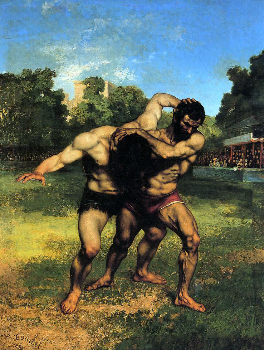 Gustave Courbet The Wrestlers - Canvas Print