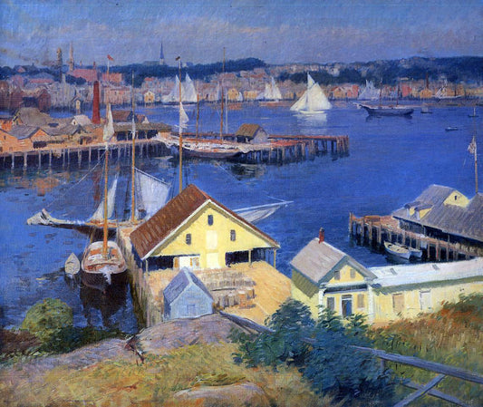 Frank Duveneck A Yellow Pier Shed - Canvas Print