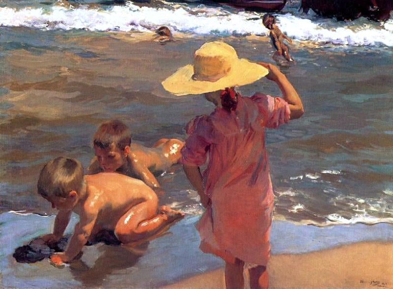Joaquin Sorolla Y Bastida The Young Amphibians - Canvas Print