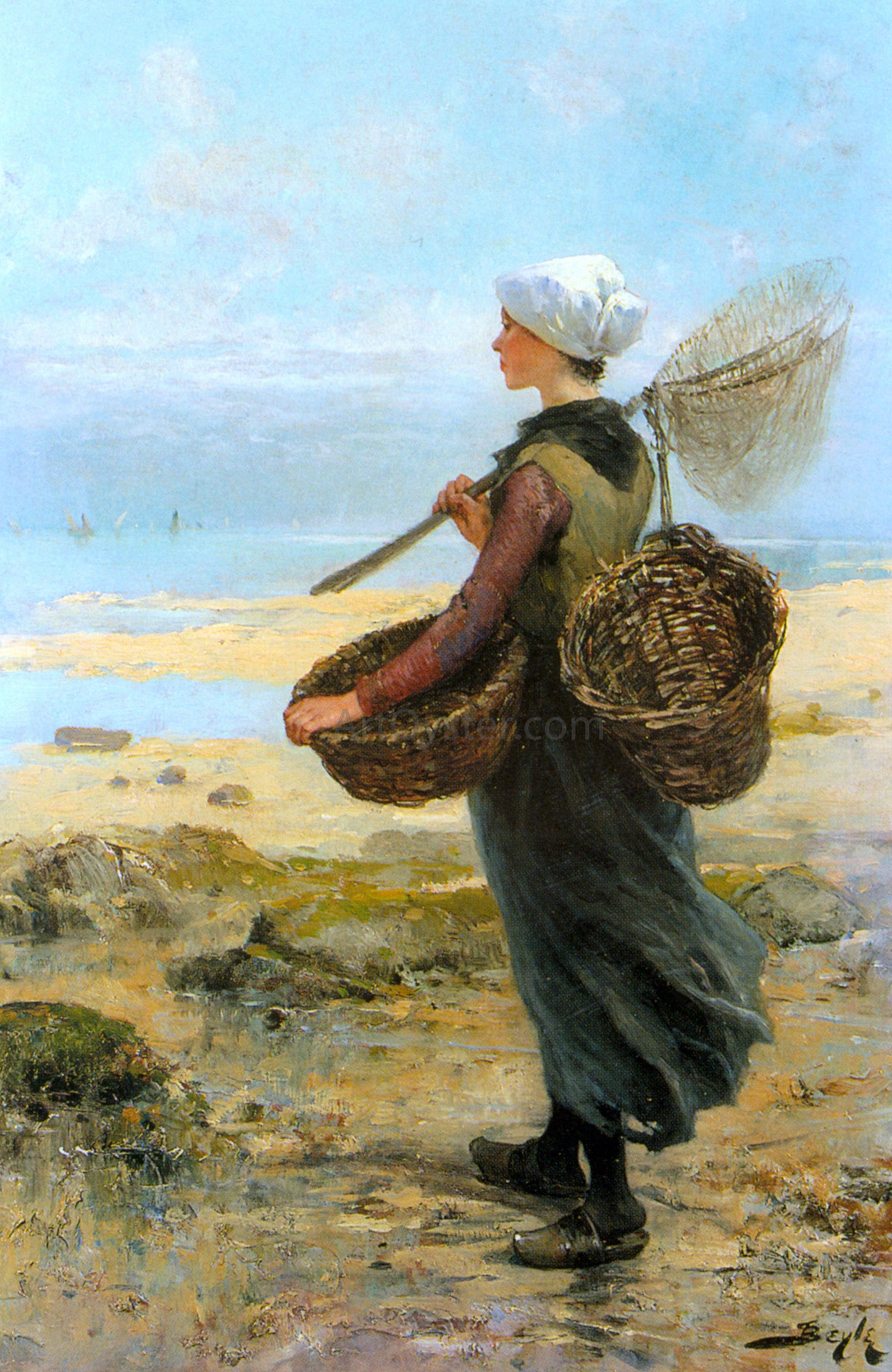 Pierre-Marie Beyle The Young Fisherwoman - Canvas Print