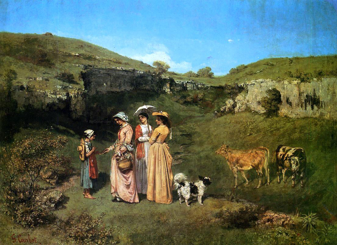 Gustave Courbet The Young Ladies of the Village - Canvas Print