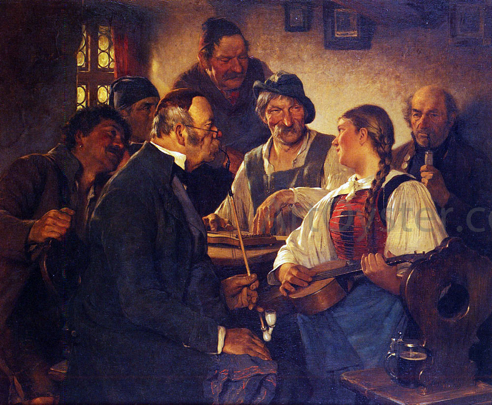Hugo Kauffmann The Zither Player - Canvas Print