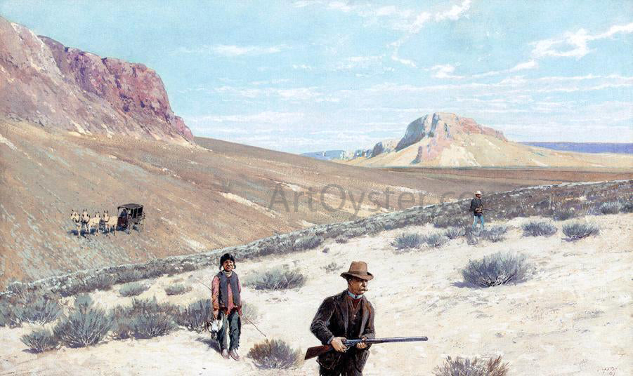 Henry F Farney Theodore Roosevelt "Sage Grouse Shooting" - Canvas Print