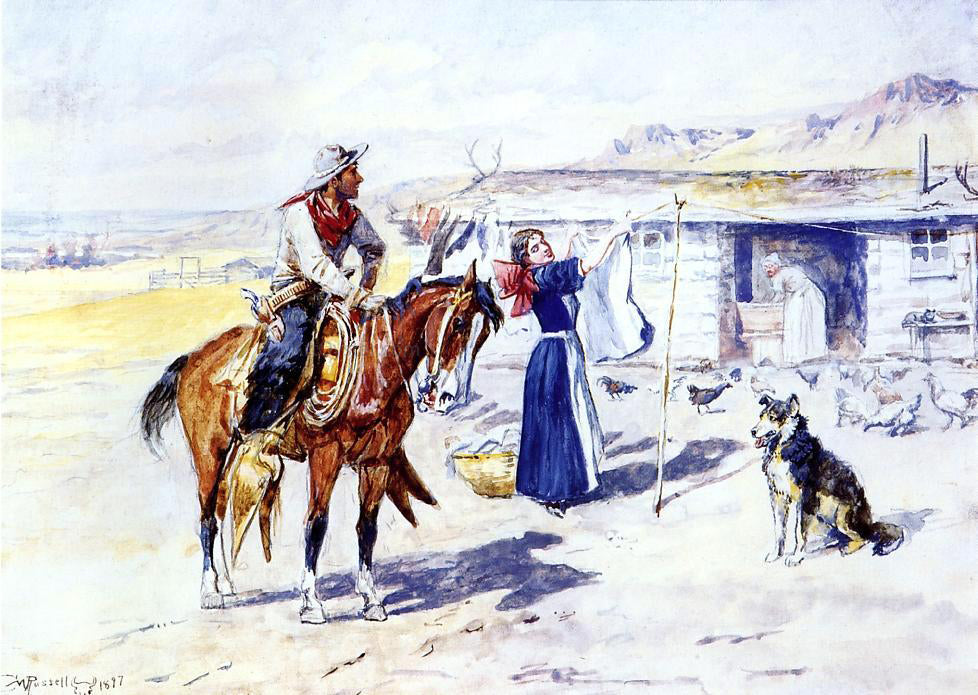 Charles Marion Russell Thoroughman's Home on the Range - Canvas Print