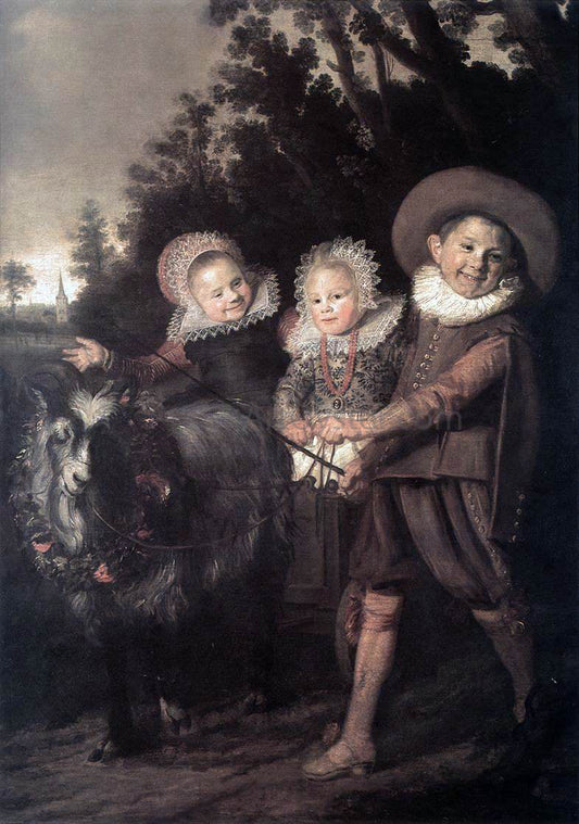 Frans Hals Three Children with a Goat Cart - Canvas Print