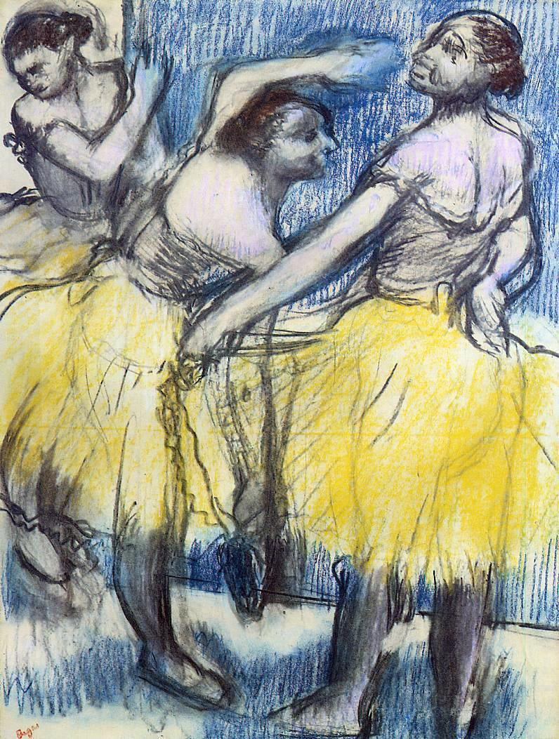Edgar Degas Three Dancers in Yellow Skirts - Canvas Print