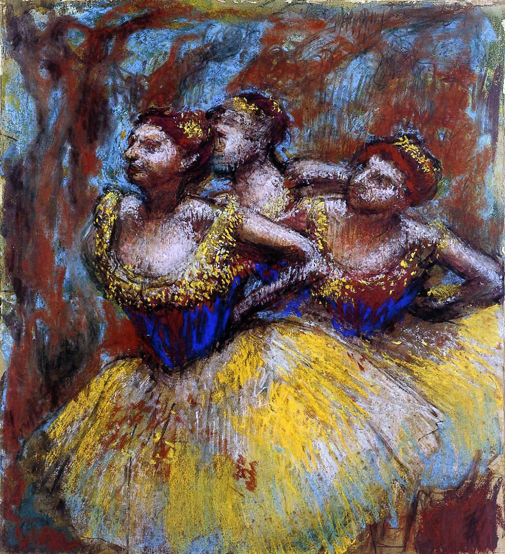 Edgar Degas Three Dancers: Yellow Skirts, Blue Blouses - Canvas Print