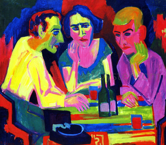Hermann Scherer Three Figures at the Table - Canvas Print