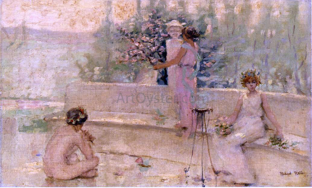 Robert Lewis Reid Three Figures in an Italian Garden - Canvas Print