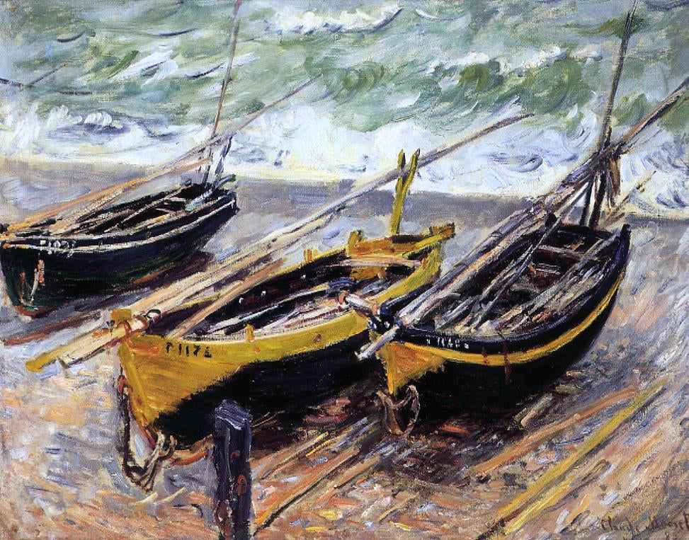 Claude Oscar Monet Three Fishing Boats - Canvas Print