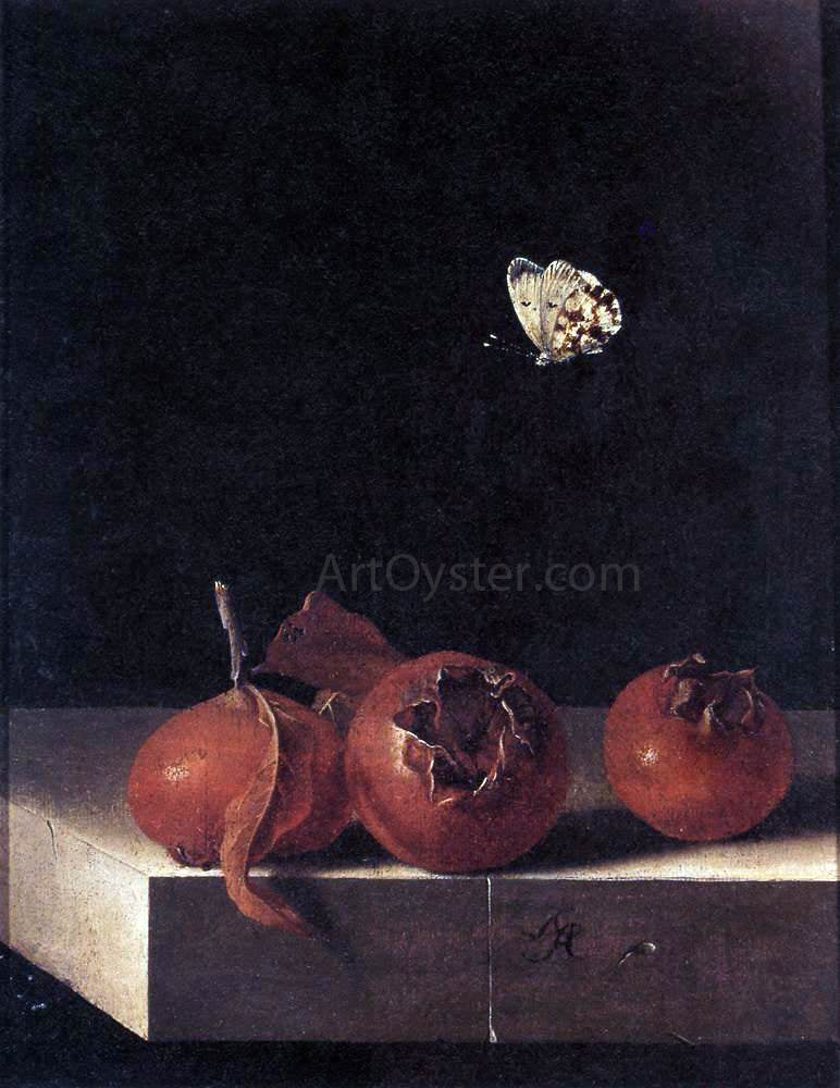 Adriaen Coorte Three Medlars with a Butterfly - Canvas Print
