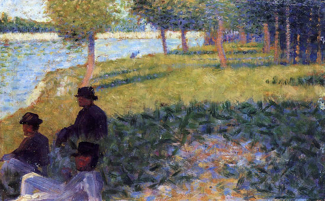 Georges Seurat Three Men Seated - Canvas Print