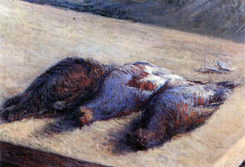 Gustave Caillebotte Three Partridges on a Table - Canvas Print