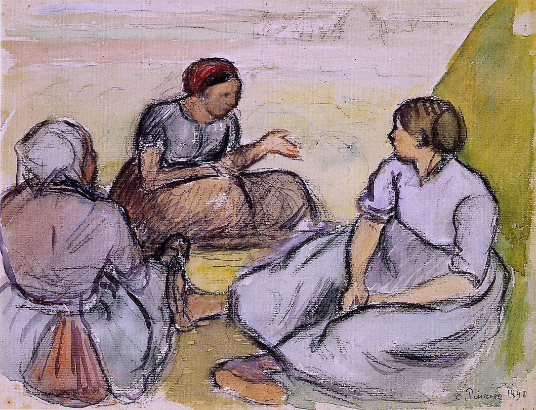 Camille Pissarro Three Peasant Women - Canvas Print