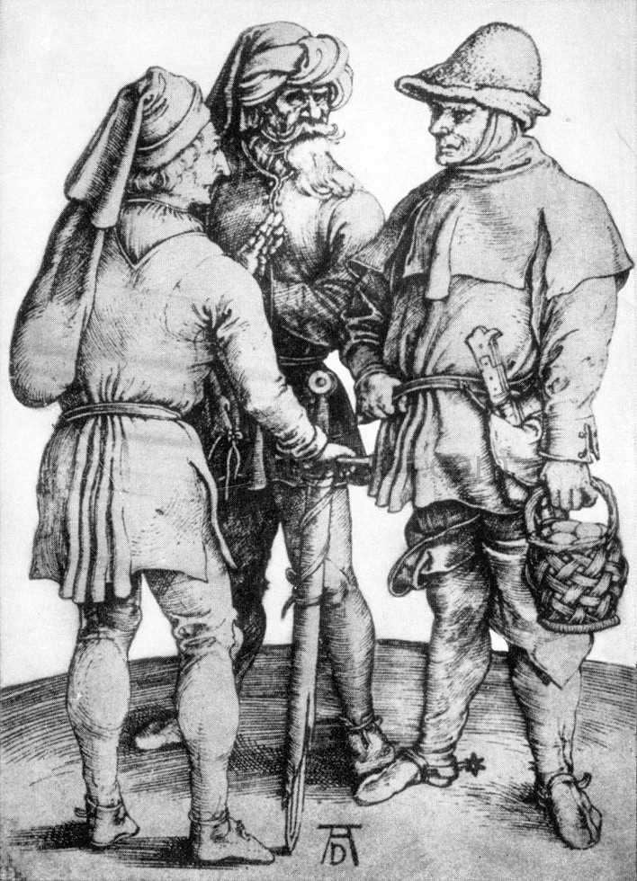 Albrecht Durer Three Peasants in Conversation - Canvas Print