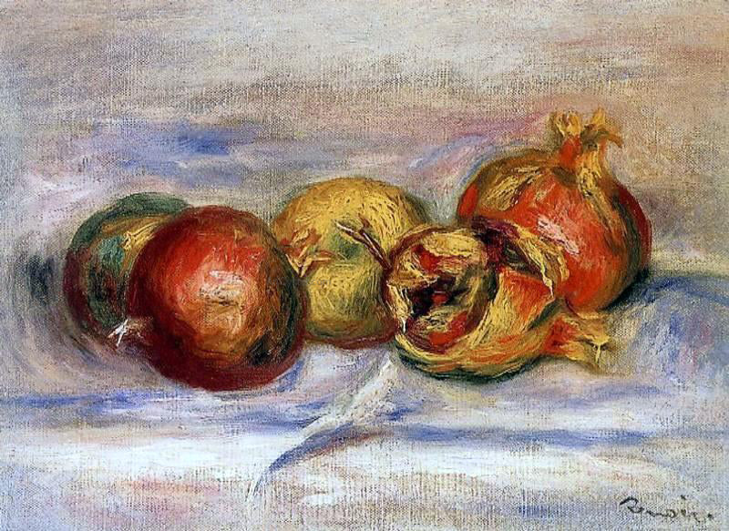 Pierre Auguste Renoir Three Pomegranates and Two Apples - Canvas Print