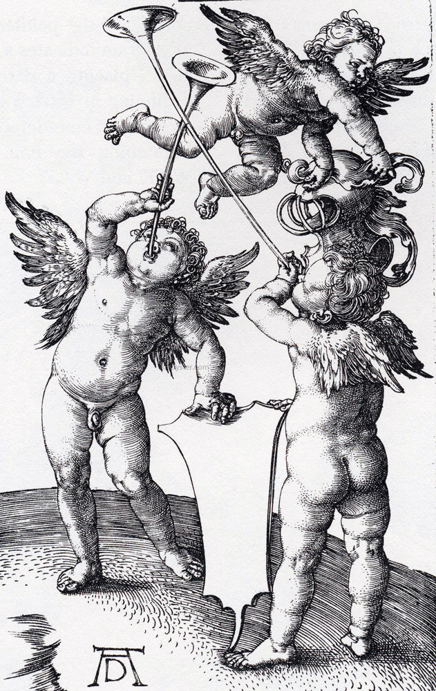 Albrecht Durer Three Putti With Shield And Helmet - Canvas Print