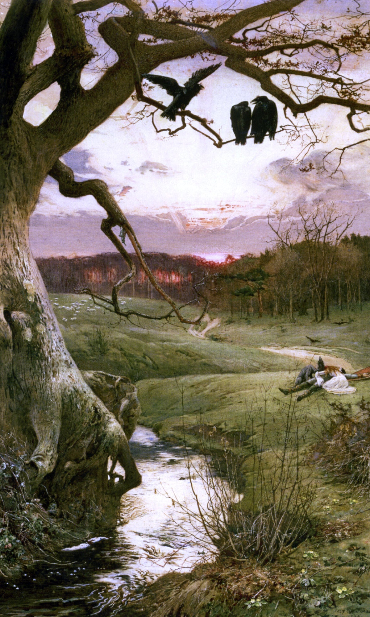 Edward Frederick Brewtnall Three Ravens - Canvas Print