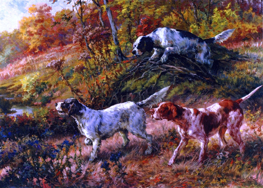 Edmond H Osthaus Three Setters on Point - Canvas Print
