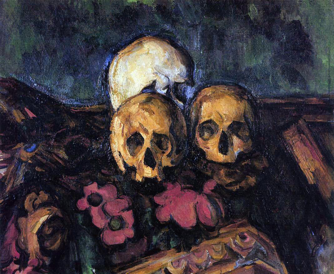 Paul Cezanne Three Skulls on a Patterned Carpet - Canvas Print