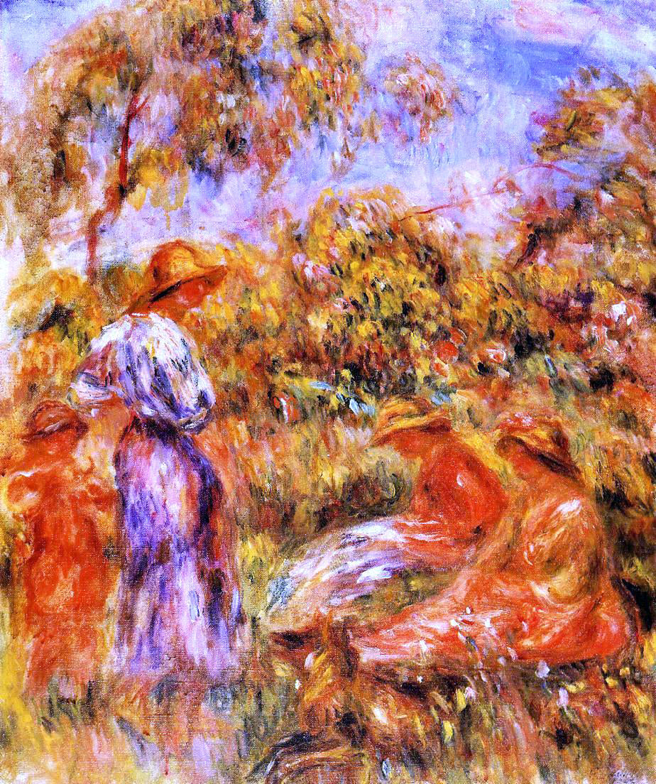 Pierre Auguste Renoir Three Women and Child in a Landscape - Canvas Print